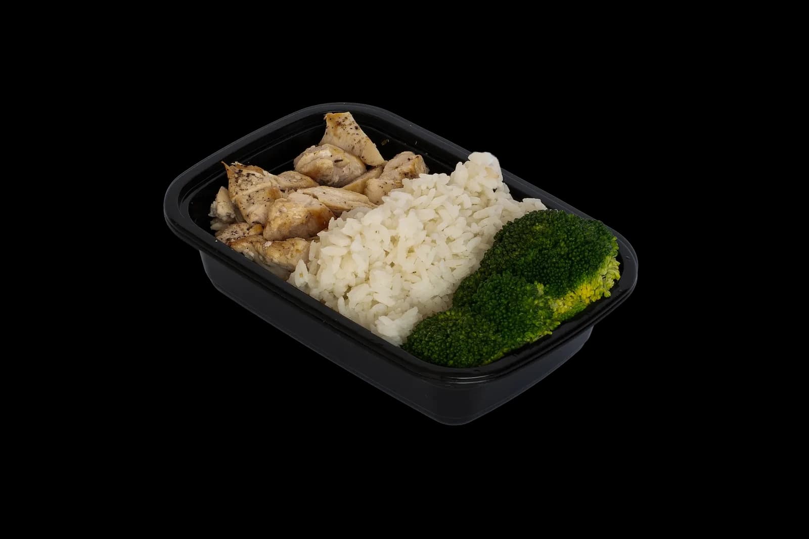 Plato con 100g de pollo, 100g de arroz y 100g de brócoli